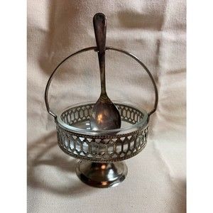 Vintage Sheffield Relish/Sugar Dish with Silver Plated Spoon
